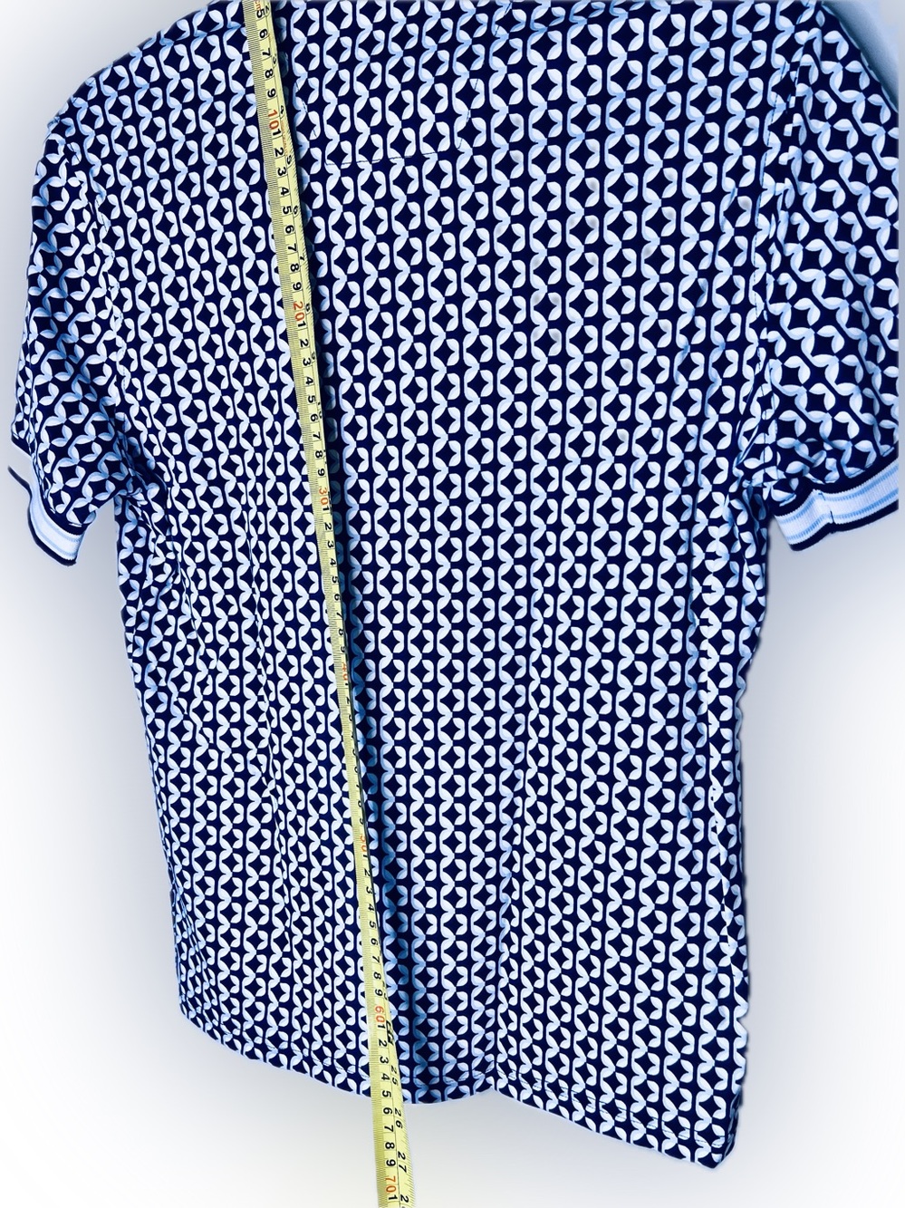 Murano Navy and White Geometric Polo - Men's Short Sleeve - Picture 5 of 7